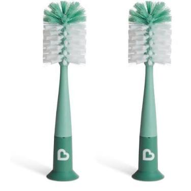 Imagem de Escova para garrafas Munchkin Bristle com base de ventosa Sage, pacote