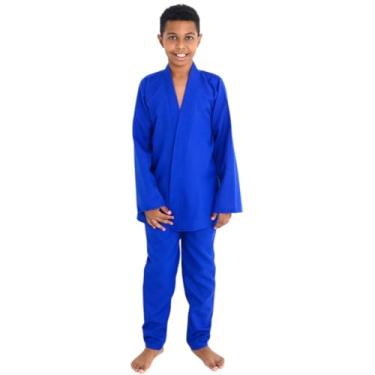 Imagem de Kimono Azul Karate Judô Jiu-Jitsu Taekwondo Reforçado Tecido Brim - Adulto e Infantil - Artes Marciais (PP: 1,45 à 1,55m - 45 à 55Kg)