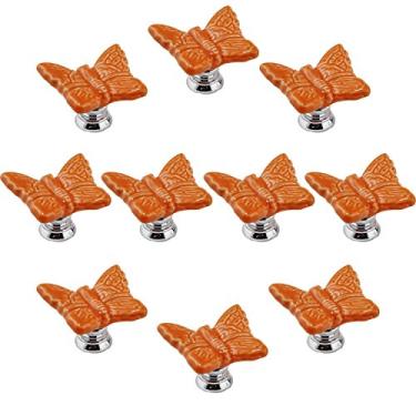 Imagem de Puxadores de porta de cerâmica de porcelana em formato de borboleta azul, 10 peças, puxador de armário de cozinha com furo único - cor doce para bebês crianças móveis puxadores de gaveta decorativos