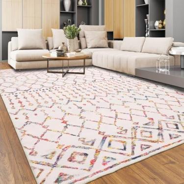 Imagem de GarveeHome Tapete pequeno de 10 x 15 cm, tapete macio para quarto, tradicional, vintage, geométrico, listrado, lavável, resistente a manchas, cobertura de piso de pelo baixo para escritório, sala de