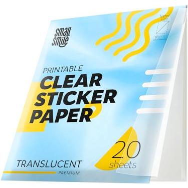 Imagem de Papel adesivo 95% transparente para impressora a jato de tinta e laser – 20 folhas, papel adesivo transparente de 8,5 x 11, vinil imprimível, etiquetas transparentes à prova d'água para adesivos e
