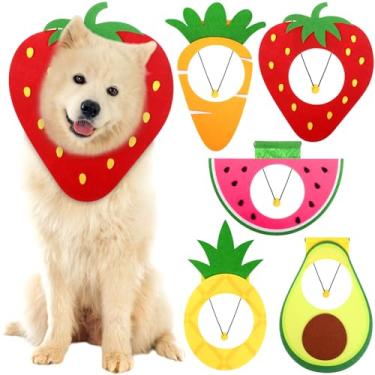 Imagem de Huhumy 5 peças de fantasia adorável de cachorro fofo ajustável para animais de estimação chapéu em forma de fruta com cordão elástico chapéus de animais de estimação para cachorro gatinho festa feltro
