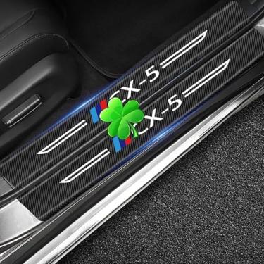 Imagem de BETTORCAM Protetor de soleira de porta de carro compatível com acessórios CX-5, adesivo de peitoril de porta de couro de fibra de carbono anti-arranhões, adesivo de placa de proteção de porta de