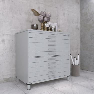 Imagem de Mapoteca 10 Gavetas Map10 120,4cm X 122,3cm Aço Cinza