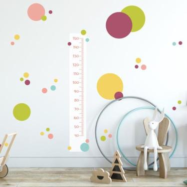Imagem de Adesivo de Parede Régua Crescimento Bolinhas Coloridas 134c - Quartinh