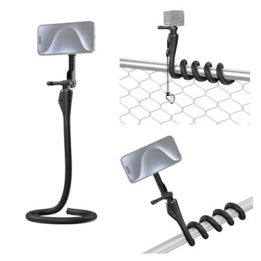 Imagem de JJC Suporte magnético flexível para iPhone 16 15 14 13 12, para câmeras de ação Gopro Hero DJI Osmo na academia/esteira/carrinho de compras/carrinho/mesa, suporte de pescoço de ganso para tiro