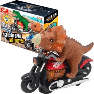 Imagem de Brinquedo Dinossauro Motoqueiro Bate e Volta Luz Som À Pilha