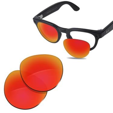 Imagem de Glintbay Lentes de óculos de sol de substituição 100% precisas para óculos de sol Ray-Ban Meta Headliner RW4009 50 mm - Espelhado vermelho fogo polarizado