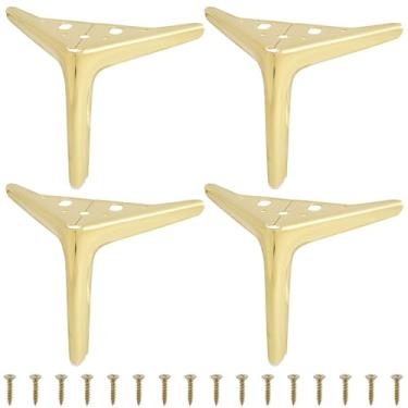 Imagem de kaimenhong 4 peças de pernas de móveis de 15 cm, pernas de móveis de metal, pernas de metal dourado para móveis, pés triangulares com parafusos, pés triangulares modernos para sofá, armário, armário