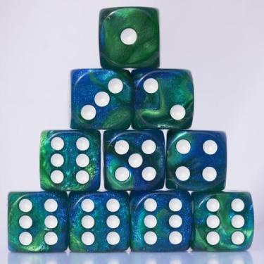 Imagem de Conjunto de dados acrílico 16 mm 10 peças D6 para RPG MTG DND com bols