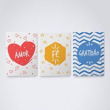 Imagem de Quadro Decorativo Amor Fé e Gratidão V10 30x20cm