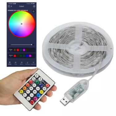 Imagem de Fita Led Aplicativo Smart Aplicativo Celular Cores RGB App Ajustavel Natal Gesso Arvore Sanca Mesa Escada Festa Pisca Pisca