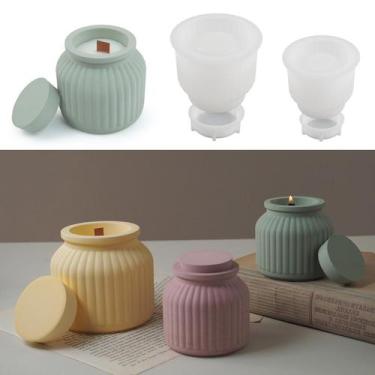 Imagem de Molde de jarra de vela em concreto de silicone para suporte de vela co