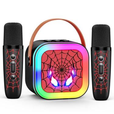 Imagem de Máquina de karaokê JovialToyz LED Mini com 2 microfones sem fio para c