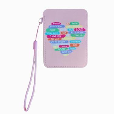 Imagem de STERCULIA Estojo anticoncepcional para pílulas anticoncepcionais, capa para cartão de crédito, carteira fina PU (coração rosa)