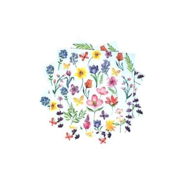 Imagem de Guardanapos coloridos de flores silvestres de papel floral borboleta guardanapos de festa de chá de primavera para festa de casamento, jantar, cozinha, banheiro, 16,5 cm
