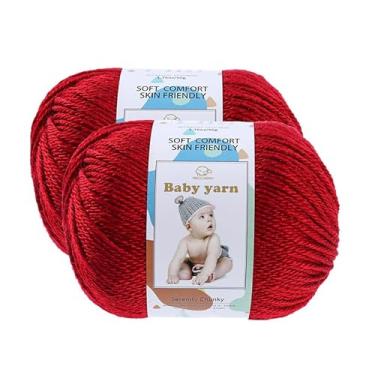 Imagem de Fio de malha para bebês – lã merino 10%, algodão 40%, nylon, 50% novelo de fio macio misturado adequado para tricô de crochê, cobertores de bebê e roupas (aproximadamente 50 g/160 jardas) [Conjunto de
