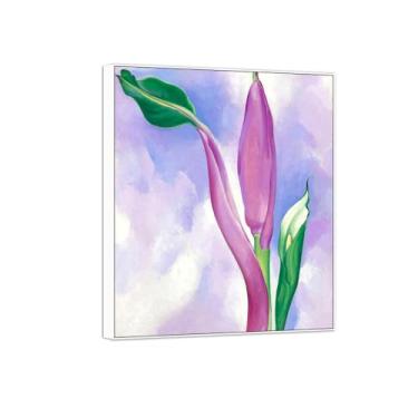 Imagem de Georgia O'Keeffe famosa arte de parede impressões em tela pronto para pendurar - rosa banana-quadro branco pintura para decoração de sala de estar 90 x 108 cm 35 x 42 pol