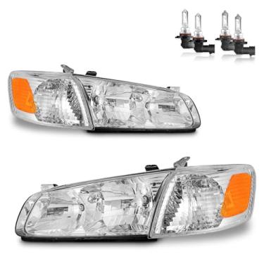 Imagem de Vizotae Faróis para Toyota Camry CE, LE, XLE 2000-2001 substituição de farol de halogênio com luzes de canto âmbar, farol alto/baixo com lâmpadas, lado do motorista e do passageiro