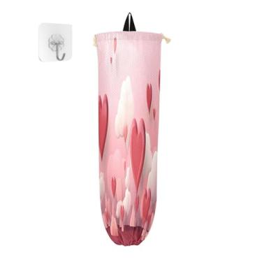 Imagem de Wassud Balão em forma de coração, 1 pacote com suporte de saco de plástico, suporte de parede para sacola de mercearia, armazenamento de cozinha para decoração de despensa de cozinha em casa