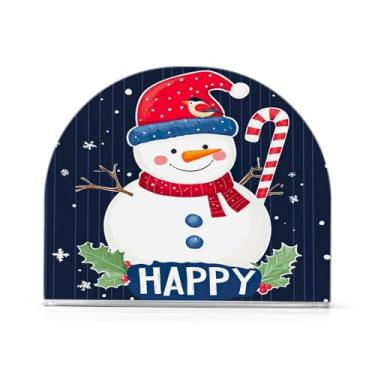 Imagem de Wassud Bonito porta-guardanapos de acrílico de boneco de neve de Natal, dispensador de guardanapo de papel moderno em forma de U para mesa, cozinha, sala de jantar, bancada 1 peça (comporta 50-60