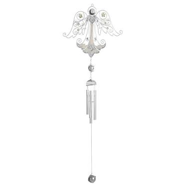 Imagem de ICE ARMOR 58,4 cm de comprimento prata anjo cobre e gema sino de vento estátua escultura ornamento decoração jardim ideias de decoração para inauguração de casa, feriados e aniversários. Ótima adição