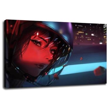 Imagem de Anime Girls Wall Art Solo Canvas Prints Motociclista Poster para casa conjunto de 1 decorações com moldura 61.0 cm x 40.6 cm