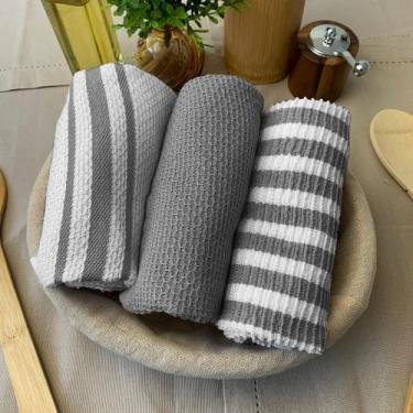 Imagem de Kit 6 Pano de Prato Copa Cozinha Absorvente Atoalhado Fiu Vr - IDEALIZ