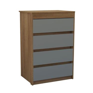 Imagem de Cômoda 4 Gavetas Uni Luciane Móveis Avelã Pf/cinza Supremo Pf