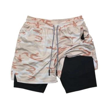 Imagem de Shorts De Academia Masculinos 2 Em 1 De Secagem Rápida, Cor Sólida, Ro