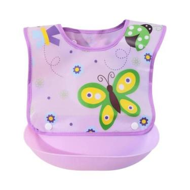 Imagem de Babador Impermeável Para Bebês Com Bolso 3D Removível Para Alimentos, 