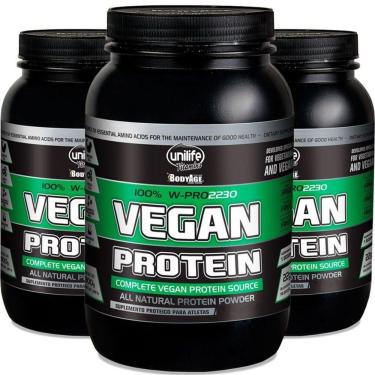 Imagem de Kit 3 Vegan Protein Unilife Sabor Chocolate 900g