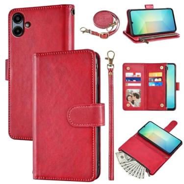 Imagem de Furiet Capa carteira para Samsung Galaxy A06 5G com alça de pulso e alça de ombro couro PU flip elegante 6+ porta-cartões suporte bolso dinheiro acessórios celular capa para celular para Ao6 A 06 4G