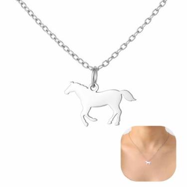 Imagem de Colar Feminino Minimalista Cavalo Pônei Horse Campo Aço Inoxidável Ten