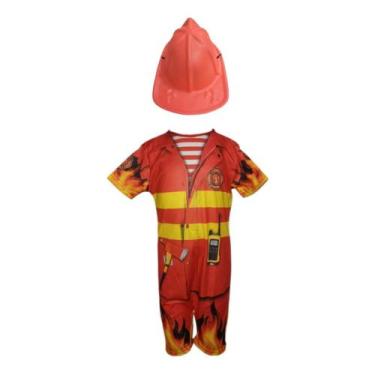 Imagem de Fantasia Roupa Infantil Bombeiro Com Capacete - Bililika, Vermelho, P