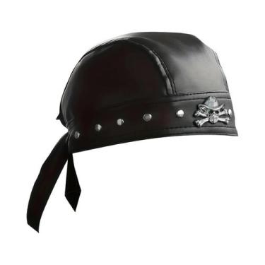 Imagem de Bandana De Couro Preta Com Caveira Para Capacete De Moto, Presente De 