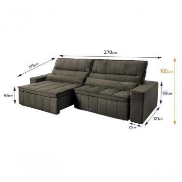 Imagem de Sofá Retrátil Reclinável Supremo 2,70m Suede Velut Tabaco Molas No Assento - King House