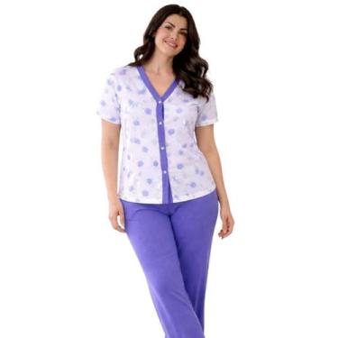 Imagem de Pijama Feminino com Botões Americano Meia Estação Manga Curta e Calça 