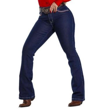 Imagem de Calça Country Feminina Jeans Flare Premium Destroyed Bordado Bandeira 