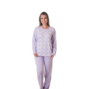 Imagem de Pijama Longo Algodão Linha Naturalle Estampado C/Botão