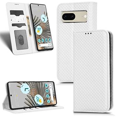 Imagem de Capas de telefone Pearlescent Lattice Google Pixel 7 7 Pro Capa de couro Luxo com compartimentos magnéticos para cartões carteira clipe para telefone Google Pixel 7 7 Pro capas (branco, Google Pixel 7)