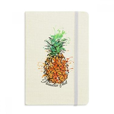 Imagem de Caderno de frutas tropicais com abacaxi laranja capa dura diário clássico A5