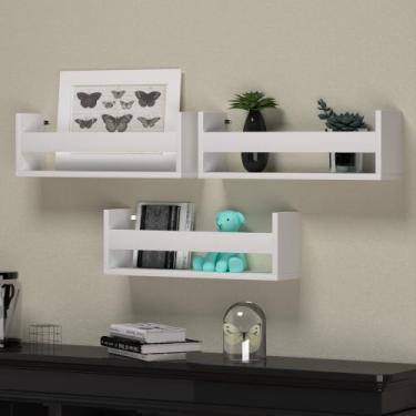 Imagem de KIT 3 prateleiras em U Porta Revista Organizador Decorativo MDF - Sign