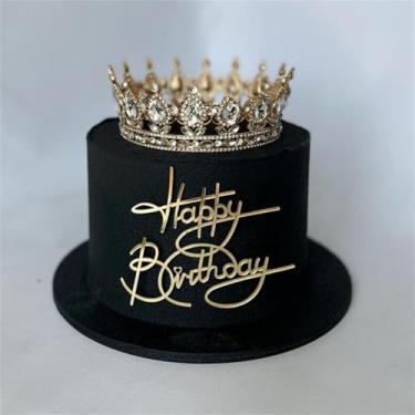 Imagem de HQKJGSYX Happy Birthday Cake Toppers Oh Baby Cake Topper Acrylic Golden Glitter Baby Shower Cake Topper Birthday Party or Boys Girls Women Men Wedding Anniversary Party Cake Decorations Supplies