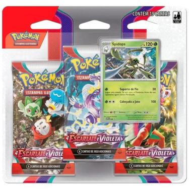 Imagem de Pokémon Blister Triplo Spidops Escarlate e Violeta 19 Cartas - Copag S