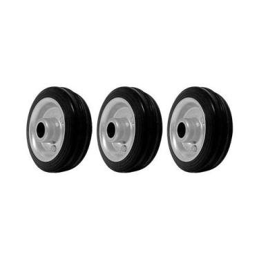 Imagem de Kit 3 un roda 312 maciça borracha 3 pol 40kg p/ rodízio - AJAX