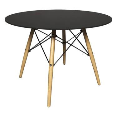 Imagem de Mesa De Jantar 4 Lugares Redonda 120cm Tampo Mdf Pés Eiffel Paris R02 Preto - Mpozenato