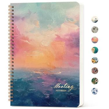 Imagem de Caderno de reuniões para organização do trabalho – Caderno de trabalho com itens de ação, caderno planejador de minutos de reunião, material de escritório perfeito para homens e mulheres – Pôr do sol