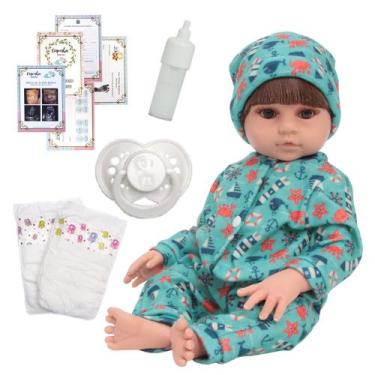 Imagem de Bebe Reborn Realista Masculino Pijama Marinheiro Acessórios - Cegonha 