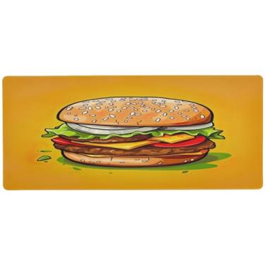 Imagem de Wassud Mouse pad gourmet hambúrguer para jogos com base de borracha antiderrapante, mouse pad longo para teclado de computador com borda costurada, almofada grande à prova d'água para escritório, casa